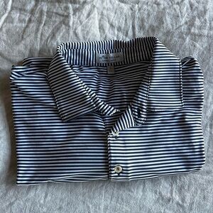 Peter Millar Men's Navy and White Striped Polo Shirt
